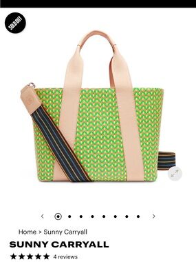 Sunny Carryall Tote Bag - Green Multi with Beige Trim